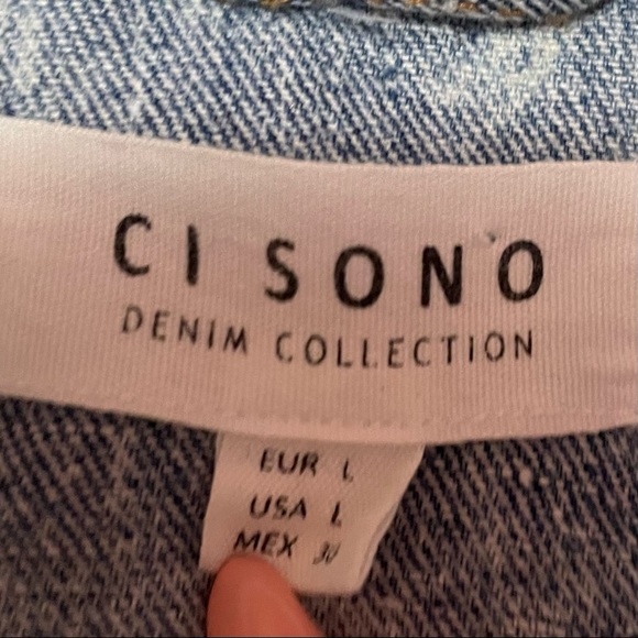 Ci Sono denim jacket with faux fleece trim NWT Sz L - Picture 2 of 4